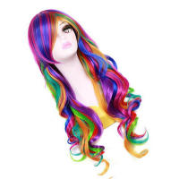 Colorido ondulado Cosplay mujeres, peluca ligera, suave y suave para niñas, uso diario, peinado - details 2
