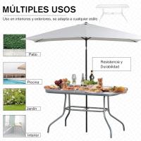 Mesa de Jardín Exterior de Metal Rectangular con Borde Curvado Capacidad de 70kg Vidrio Templado - details 15