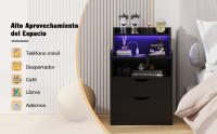 Rcynview Mesa de Noche de Madera Rectángula, Profundidad de 35cm, Ancho de 45cm, 2 Cajones, 2 Puertos USB, Ensamblaje Requerido - details 7