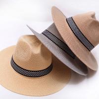 Sombrero de paja para hombre de mediana edad, gorra de cubo, estilo bohemio, Color sólido, Panamá - details 3