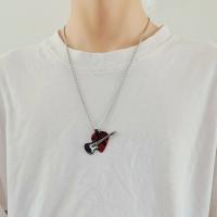 Collar con colgante de púa de guitarra de hip-hop, gargantilla de cadena de guitarra de acero de titanio Punk, cadena de suéter de guitarra eléctrica de moda Vintage para pareja - details 18