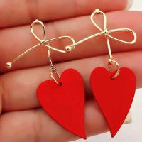 Delysia King - Pendientes hermosos de estilo simple en forma de corazón para mujer, lazo para niña, exquisito colgante para fiesta de cumpleaños - details 2
