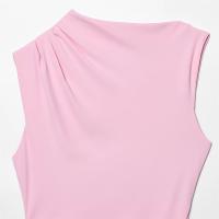 PB & ZA 2025 novedad de verano llegadas mujeres efecto plisado sin mangas cuello redondo temperamento Simple Mini vestido rosa - details 8