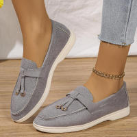 Nuevos mocasines planos de ante con punta redonda de talla grande para mujer, zapatos informales sin cordones - details 17
