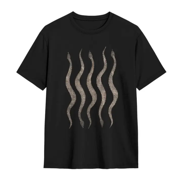 Camiseta de algodón de serpiente de 170g, camisa de manga corta de pitón con patrón único impreso a mano, unisex - 1