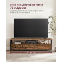 Mueble de TV Industrial 65 Pulgadas, 3 Cajones, Acero, Marrón Rústico y Negro - details 11