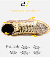 Zapatos deportivos de punta redonda para hombre, botas versátiles informales brillantes para escenario, ropa de calle al aire libre, zapatos de Skateboarding para niños - details 7