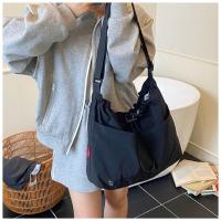Bolso tipo cubo plisado de estilo coreano, bolso de gran capacidad, bolso de hombro de nailon, bolso cruzado de tela impermeable de Color sólido - details 8