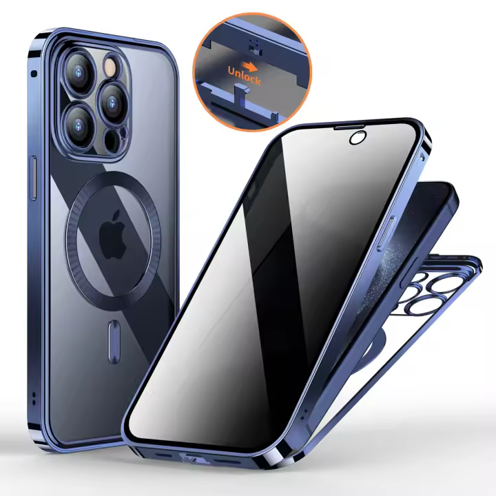 Funda Magnética para iPhone 15, Compatible con MagSafe, Pantalla privada, 360 Grados, Carcasa Antigolpes, Capa Militar Doble - 1