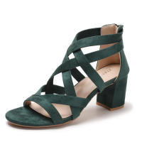 Sandalia Sandalias de moda Fairy 2025 Nuevos tacones altos versátiles de tacón grueso estilo romano con diamantes - details 3