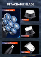 5-IN-1 Men Rechargeable Bald Head Electric Shaver 7D Floating Blade Head Beard Nose Ear Hair Trimmer Razor Clipper Facial Brush - details 5