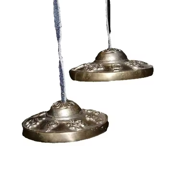 Ocho trompetas auspiciosas de estilo tibetano puro, herramienta tántrica, campana mágica, platillo de cobre blanco, instrumento de percusión, con tintineo - 1