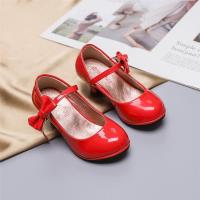 Zapatos de tacón alto para niña, calzado de princesa con pajarita de Color liso, de cuero, versátil, a la moda, para fiesta y boda, primavera y otoño - details 6