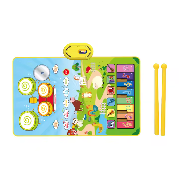 80x50cm Music Play Mat for Kids Toddlers Floor Piano Keyboard Drum Toys Dance Mat with 6 Instruments Sounds Educational Toys - 1