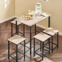 Juego de Mesa Comedor Conjunto de Mesa Alta de Bar con 4 Taburetes y 1 Mesa Gris - details 36