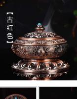 Quemador de incienso para ceremonia del té Tianyu Longyin estilo tibetano aleación de cobre puro ocho placa de loto auspicioso - details 11