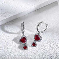 Pendientes de aro plateados, brillantes en forma de U, luna y corazón para mujer, pendientes, regalos de joyería - details 6