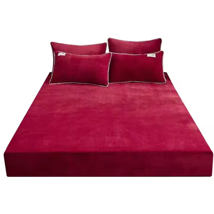 Sábana Ajustable de Coral Caliente para Invierno WOSTAR con Forro de Terciopelo para Cama Individual y Doble Protector de Colchón Cubierta de Tela 150 180 Lavado en Máquina Estilo Moderno - 1