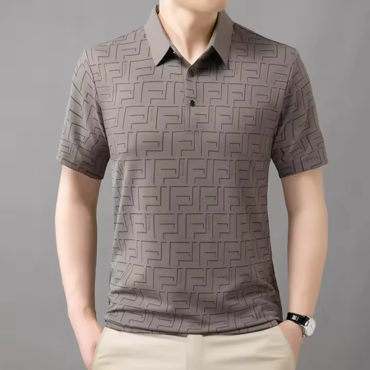 Polo de Hombre de Negocios de Moda Veraniega Seda de Hielo Transpirable Manga Corta - 1