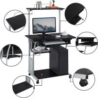 Mesa Escritorio con Ruedas Escritorio con Estanteria 80x50x132cm Mesa de Ordenador con Bandeja de Teclado para Espacio Límite Negro - details 7