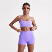 Ropa interior de Color sólido con espalda cruzada para mujer, Sujetador deportivo para Fitness, Top para Yoga, entrenamiento integral, almohadilla para el pecho, correa de espagueti, belleza - details 7