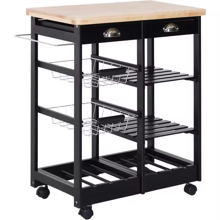 Carro de Cocina Carrito de Servicio Multiusos Estante Carrito Auxiliar con Ruedas 88.5x40x86cm - 1