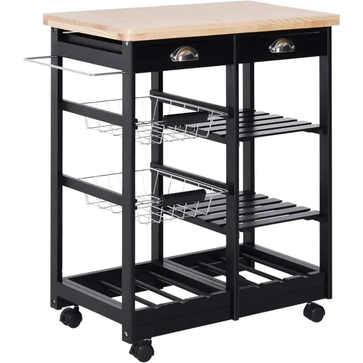 Carro de Cocina Carrito de Servicio Multiusos Estante Carrito Auxiliar con Ruedas 88.5x40x86cm - 1
