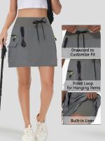 Pantalones casuales de golf de cintura alta para mujer con cremallera y múltiples bolsillos para escalada al aire libre, pantalones cortos deportivos de secado rápido - details 10