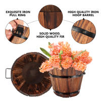 Cubo redondo de madera, éter de flores campestres, recipiente para agua, decoración de jardín y patio trasero, 18cm 15cm x 14cm, 1 pieza. - details 5