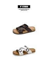 Nuevas sandalias deslizantes, zapatos planos con punta redonda, suela suave y gruesa, zapatillas en espiga, zapatillas con hebilla de cinturón para hombre - details 2