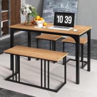 Juego de Comedor Industrial Mesa de Cocina de 120 x 60 cm con Banco y Taburetes - details 0