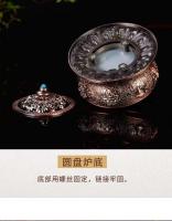 Quemador de incienso para ceremonia del té Tianyu Longyin estilo tibetano aleación de cobre puro ocho placa de loto auspicioso - details 7
