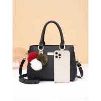Bolsos de cuero PU para mujer, bolso Vintage para mujer, bolsos de mensajero con borlas de felpa, bolso de hombro tipo bandolera Boston, mochila de lujo de alta gama - details 4