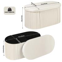 Taburete de almacenamiento plegable de MDF otomano de terciopelo con tapa acolchada extraíble, caja de almacenamiento creativa - details 0