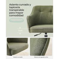 Silla de estudio, giratoria, altura ajustable, carga de 110 kg, marco de acero, tela de algodón-lino transpirable, para estudio, dormitorio, marrón OBG019K01 - details 28