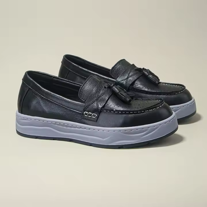 Zapatos de cuero de vaca puro de alta gama, cuero genuino, suela suave y transpirable de piel de vaca de primera capa. - 1
