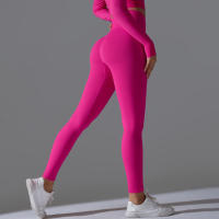 Hamidou-Pantalones deportivos de Yoga para mujer, mallas de cintura alta y caderas ajustadas, glúteos de melocotón, pantalones de Yoga desnudos de cintura alta - details 15