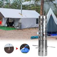 Piezas para tienda de campaña, accesorios portátiles para estufa de leña, tubo de chimenea, tapa de pararrayos de acero inoxidable - details 1