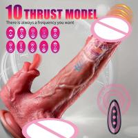 Consolador realista vibrador empuje lengua lamiendo clítoris doble penetración Anal hine orgasmo rápido para mujeres juguete sexual - details 2