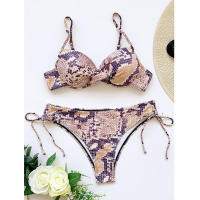Freckange-Bikini brasileño de piel de serpiente para mujer, traje de baño con estampado animal, Push-Up, conjunto de 2 piezas, Bikini de playa, 2021 - details 2