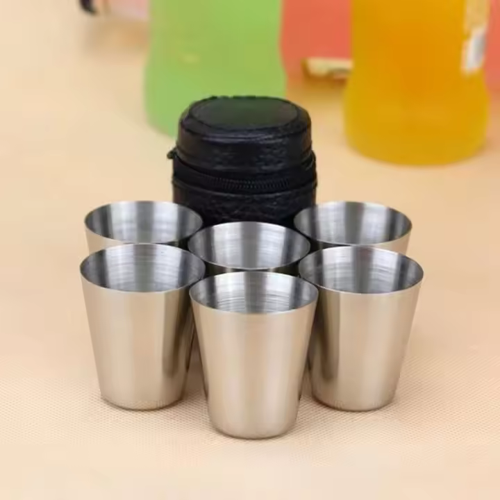 4 6 Taza UD, with Bolsa interior Villa, para acampar al Aire Libre VIE picnic Copa de whiskey de vino de Maple inoxidable 1 Juego - 1