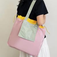 Bolso de compras plegable de color, bolso de bolsillo respetuoso con el medio ambiente de gran capacidad, bolso de mano con cordón impermeable reutilizable para niñas - details 5