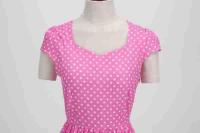 X Vestido acampanado con estampado de lunares y manga cuadrada elegante de verano para mujer - details 27