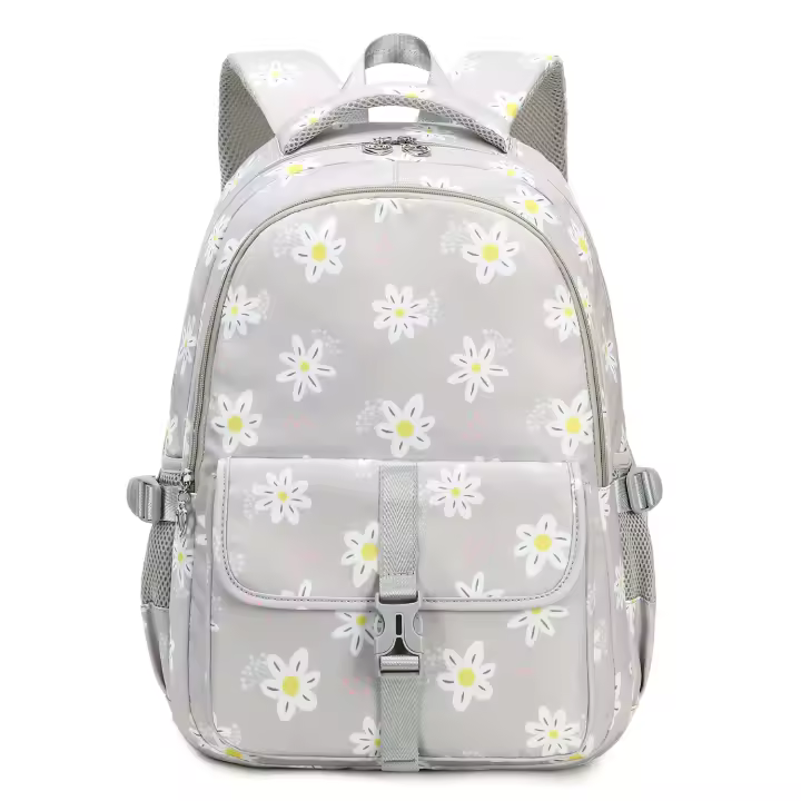 Mochila Escolar de Gran Capacidad OKKID Bolsa de Libro con Flores para Niñas de Edad Media - 1