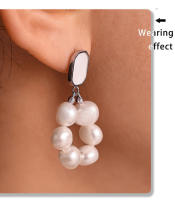 Pendientes de Perlas Naturales de circón pendientes colgantes femeninos pendientes Elegantes - details 4