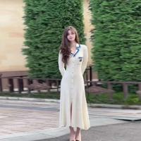 Vestido de punto ajustado elegante para mujer, vestidos Vintage de diseñador de manga larga con letras y una botonadura, suéter de invierno 2024 - details 5
