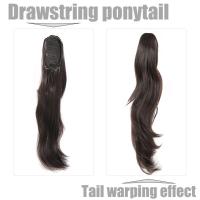 Peluca de cola de caballo con cordón en capas, extensión de cola de caballo con Clip, cola de caballo larga ondulada y recta, postizo de cola de poni Natural falso para fiesta - details 6