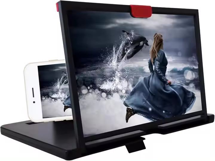 Lupa de pantalla de teléfono de 12 pulgadas - Soporte de teléfono plegable portátil Pantalla de proyector de lupa de teléfono móvil 3D HD para películas y vídeos - 1