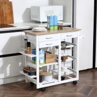 Carrito de cocina multifuncional con cajones, cestas, estantes para especias, toallero y ruedas, 92x37x82 cm, blanco - details 2