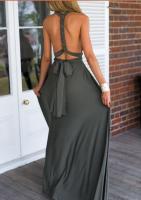 Vestido largo con vendaje sexy y espalda cruzada con múltiples correas y uso multidireccional - details 12